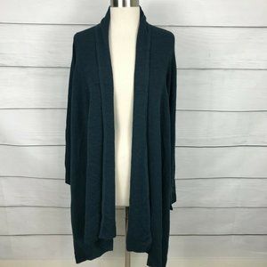 Double D Ranch Women's L Drape Front Open Cardigan Green Duster Asymmetrical